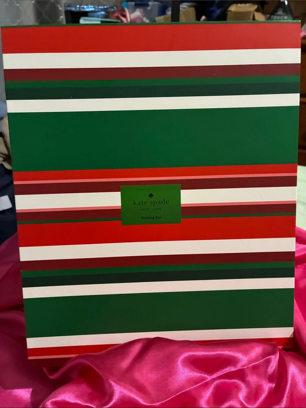 kate spade Red, Green and White Striped Nesting Gift Box